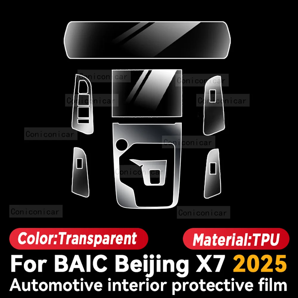 TPU For BAIC NEW BEIJING X7 2025 Transparent Protective Film Car Interior Central Control Navigation Panel Auto Sticker