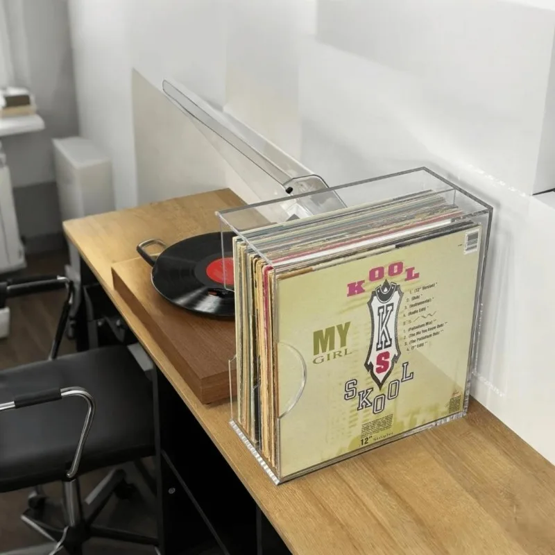 

Прозрачный акриловый пыленепроницаемый витрина, органайзер для хранения LP и компакт-дисков, полка для коллекции альбомов для гостиной, органайзер для декора музыкального зала