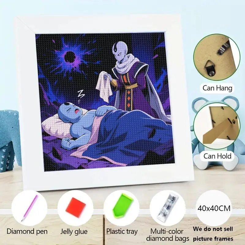 

5D DIY Diamond Painting Kit, Dragon Ball Super Beerus & Whis Anime Manga Art, Full Drill Rhinestone Embroidery Cross Stitch Craf