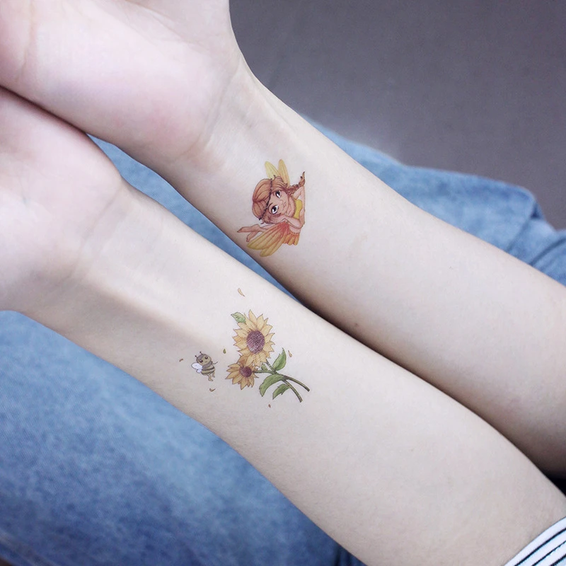 12Pcs Flower Fairy Tattoo for Kids Cute Fake Taty Children Tatouage Temporaire Body Art Waterproof Temporary Tattoo Stickers