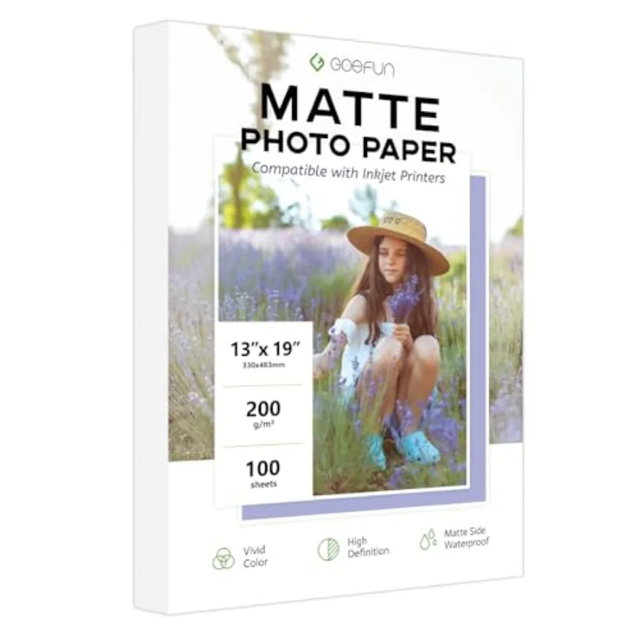 

Матовая фотобумага 200 г/м² (54 фунта) для струйной печати, 100 листов, для плакатов и художественных принтов