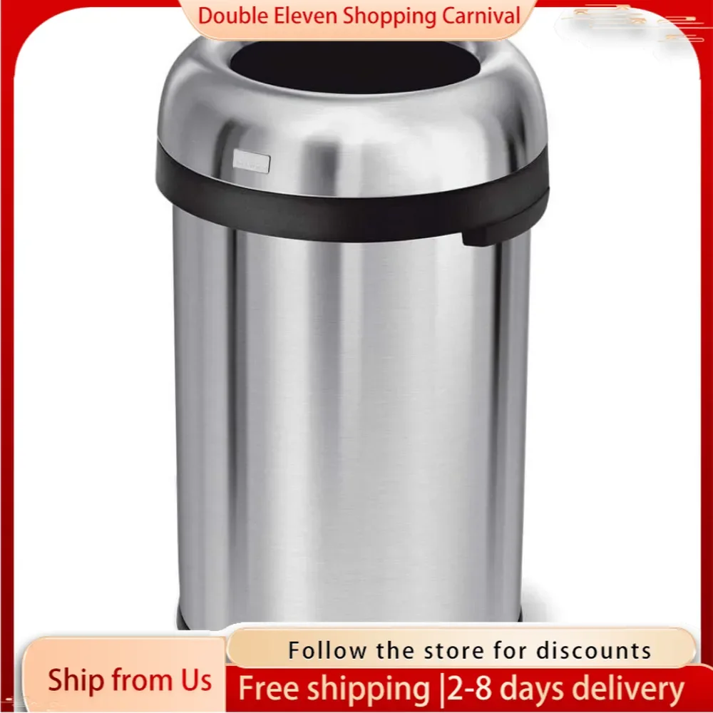 115 Liter / 30 Gallon Bullet Open Top Trash Can Commercial Grade Heavy Gauge, Brushed Stainless Steel