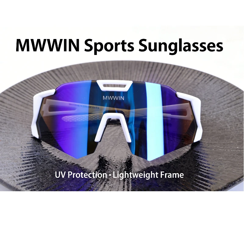 MWWIN Outdoor-Fahrradbrille für Herren und Damen, winddicht, UV400-Schutz, Outdoor-Sportbrille, Fahrrad-Sonnenbrille