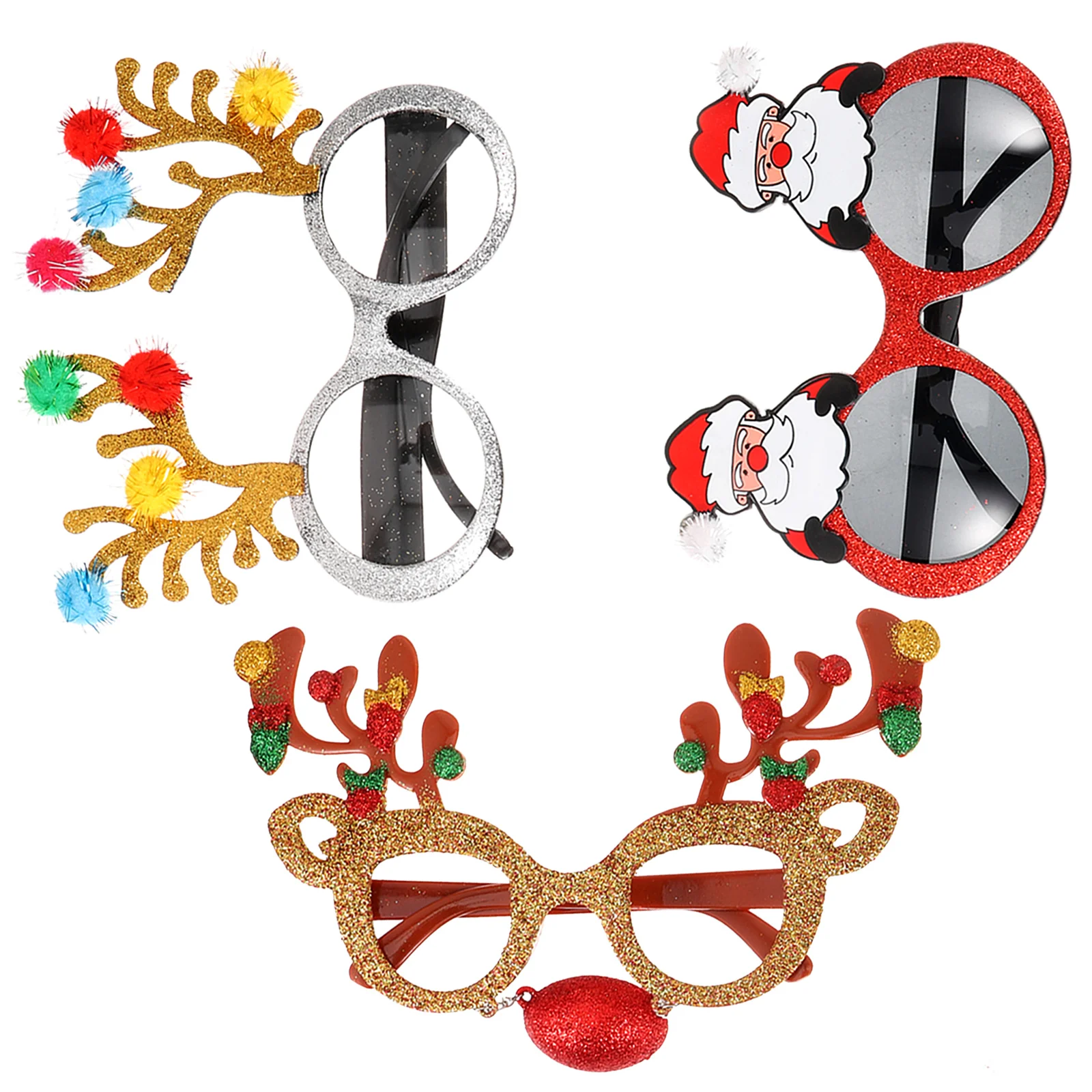 

3 Pcs Party Glasses Antlers Christmas Eyeglasses Reindeer for s Funny Santa Hat