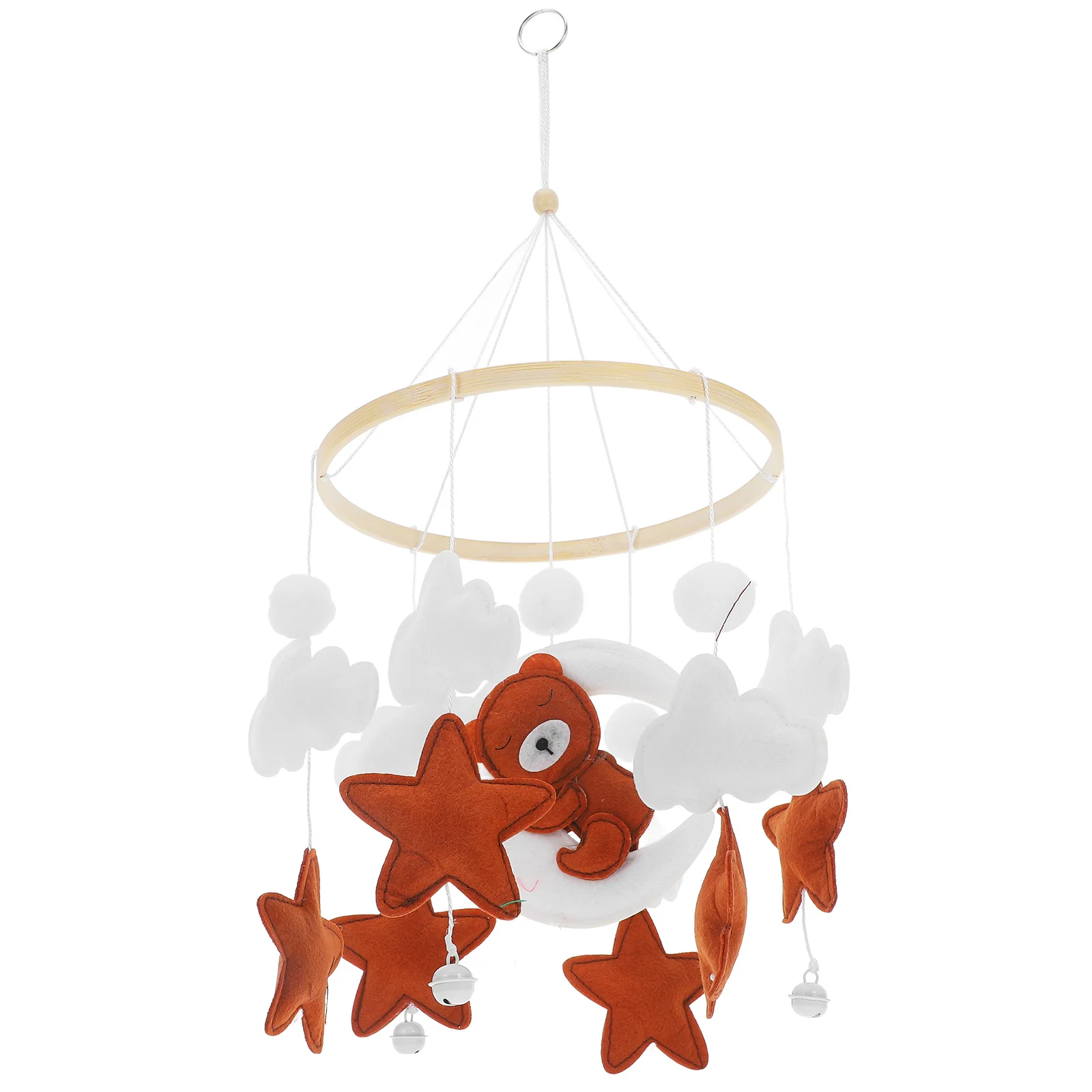 Baby Crib Mobile Bear Cartoon Cloud Star Charm Lightweight Hanging Decoration Calming Wind Chime for Nursery Room Bedside