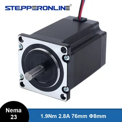 STEPPERONLINE Nema 23 Stepper Motor 57x76mm 1.9Nm 2.8A 2 Phase Φ8mm Shaft 4-lead for 3D Printer CNC Laser Grind Foam Plasma Cut