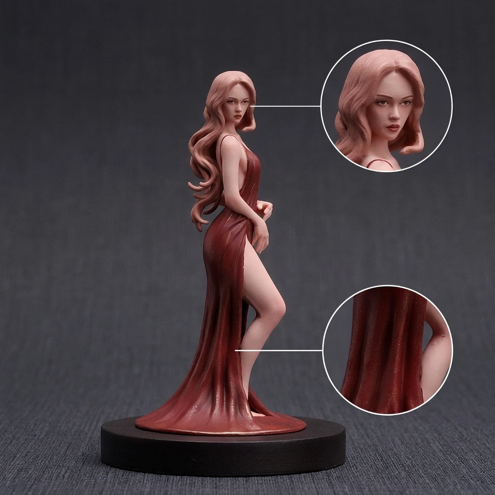 Female Figurine Lifelike Miniature Figure with Base Painted Miniature High Realism Woman Figure Premium for Collectors