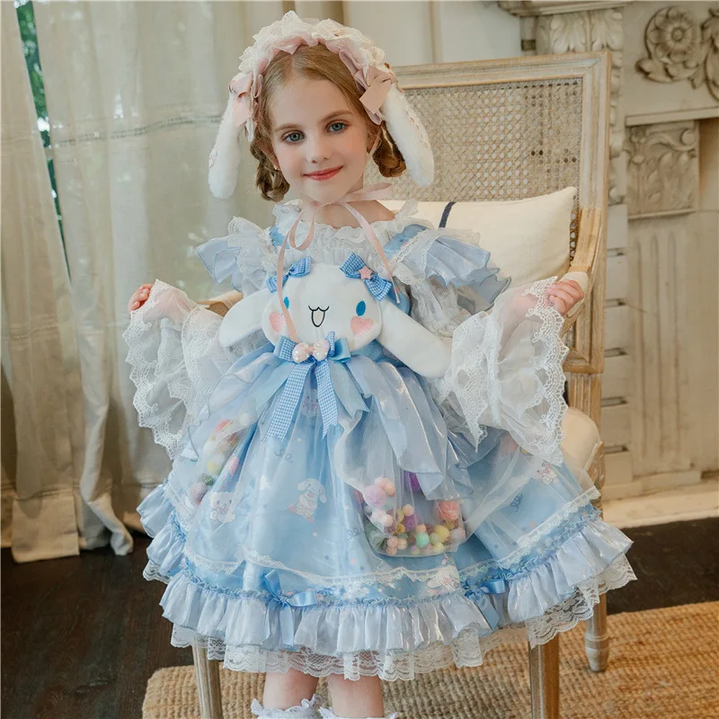 Kawaii Cinnamoroll Girls Lolita Dress Sanrios Anime Autumn Winter Role Playing Princess Dresses Sweet Tutu Vestidos Dress Gift