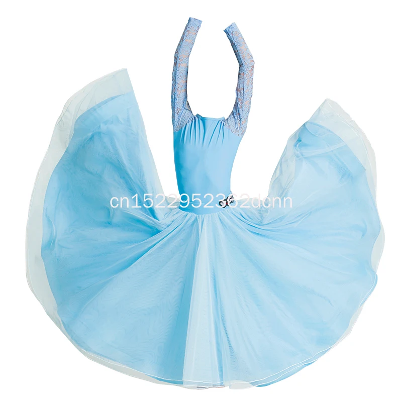 여아용 신형 모던댄스 어린이 왈츠 연습복 플로잉 슬리브 전문 공연복 볼룸댄스용