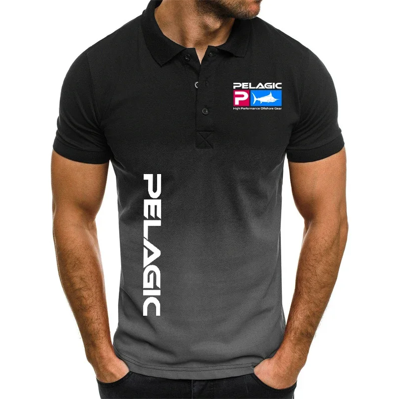 2024 New deeptic Fishing Polo Shirt uomo stampa estate 3D gradient Shorts Sleeve Business leisure Clothes Luxury Tee Shirt