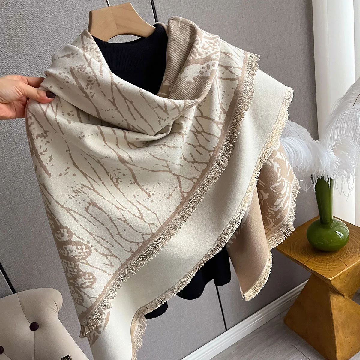 New Warm Winter Scarf Cashmere Women Pashmina Design Print Shawls Wrap Female Thick Blanket Soft Bufanda Stoles Fashion Kerchief