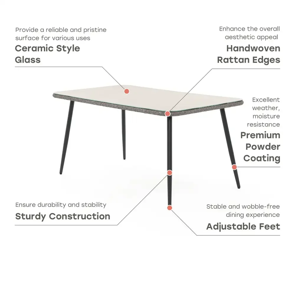 Outdoor Dining Set Restaurant Garden Dining Furniture with Ceramic Tempered Glass Dining Table