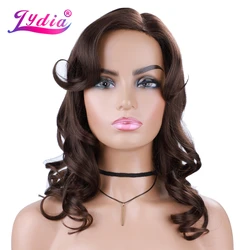 Lydia Kunst haar Perücken Seite Zusammenbruch Afro amerikaner Frauen gewellt 18 Zoll mit Baby Haar gemischte Farbe braun lockig 4/8