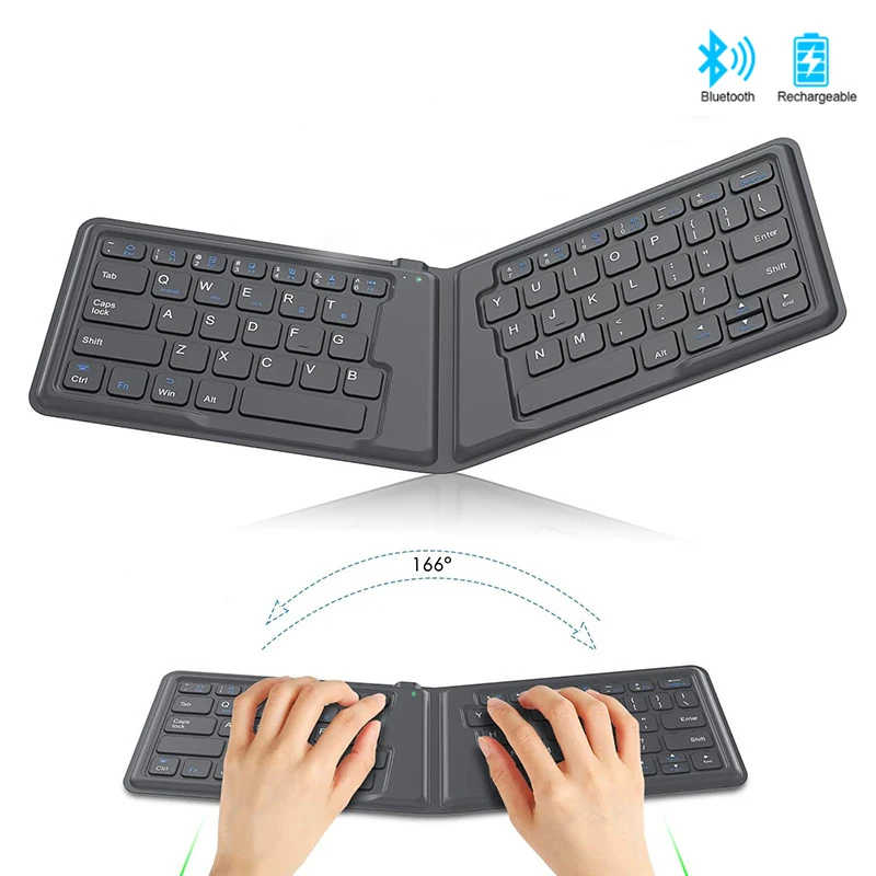 Mini Bluetooth Keyboard Wireless Foldable Keyboard Rechargeable Bluetooth Keyboard Compatible with MAC Windows Android PC