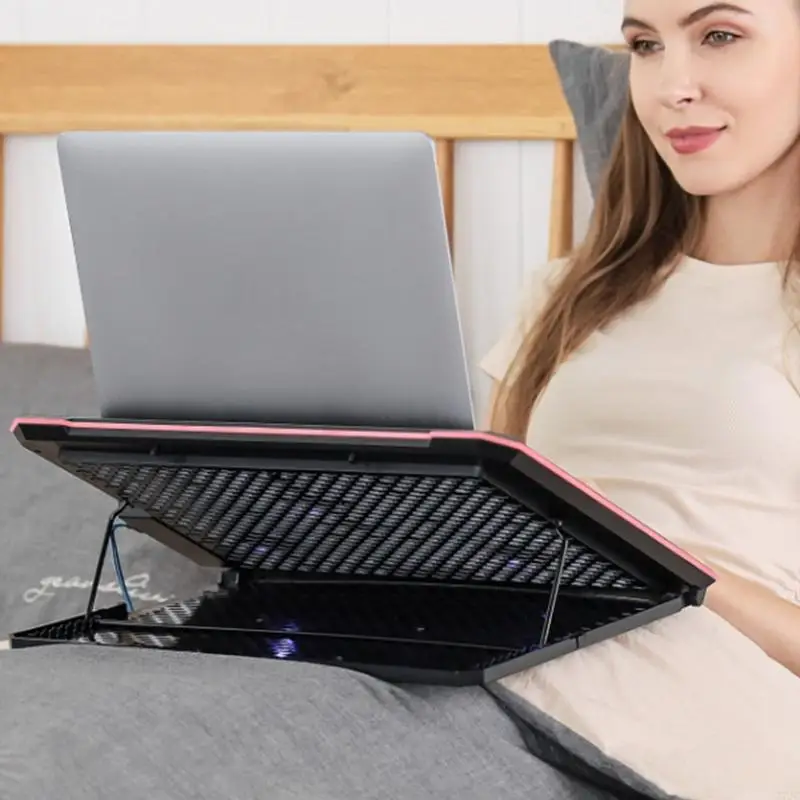 

Laptop Cooling Pad LED Lights 13Fans For 14-21Inch Laptops Coolers 8Level Adjustable Height Stand Double USB Port 77JC
