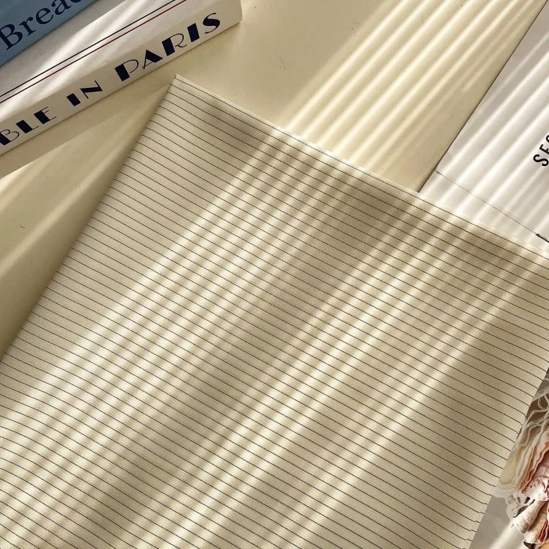 Tissu rayé vintage abricot L100cm x L150cm pour chemises, uniformes, vêtements, pantalons, nappes, mode, bricolage, artisanat, matériaux textiles