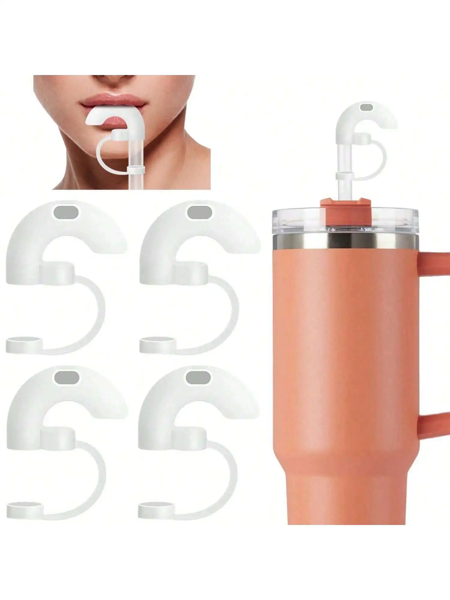 10mm Anti-Wrinkle Straw Topper Compatible with Stanley Tumbler,Reusable Sideways Suck Design Anti-Lip Wrinkle Mouth Around