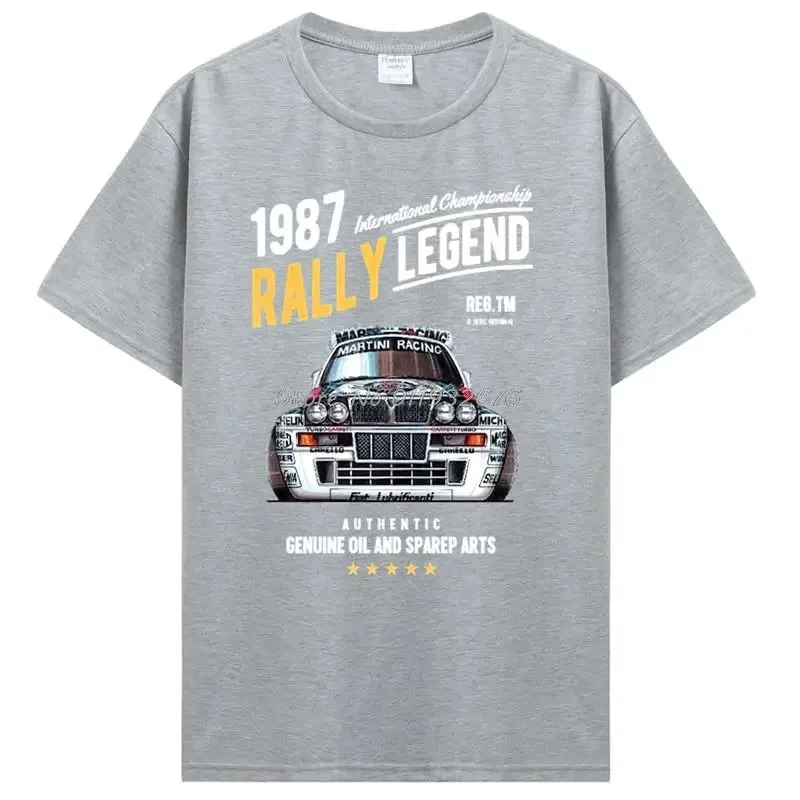 Rally Legend Motif with 1987 Lancia Delta Integrale Hf Car Men Summer Brand Cotton Hip Hop Fitness Clothing Men T Shirt