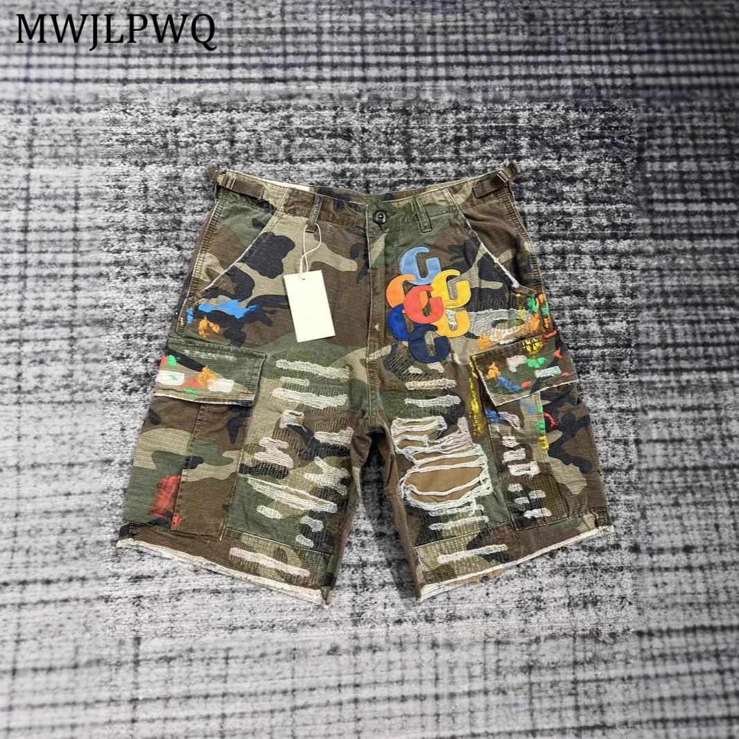 

MWJLPWQ весна-лето джинсовые шорты с вышивкой мужские модные уличные повседневные брюки с рваными отверстиями, новые модные рваные дизайнерские брюки 11542