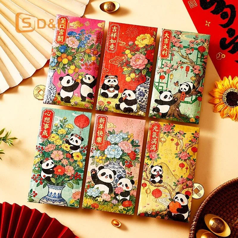 

6-Pack Paper 2026 Year Of The Horse Chinese New Year Lucky Money Envelopes, Cartoon Red Packet For Spring Festival