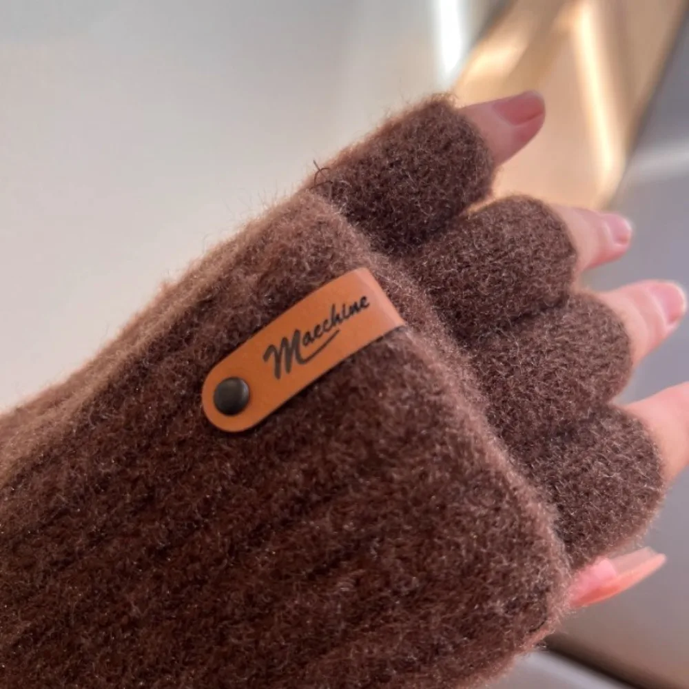 트렌디한 캐주얼 니트 장갑 두꺼운 보온 장갑 부드러운 핑거리스 장갑 남성 여성