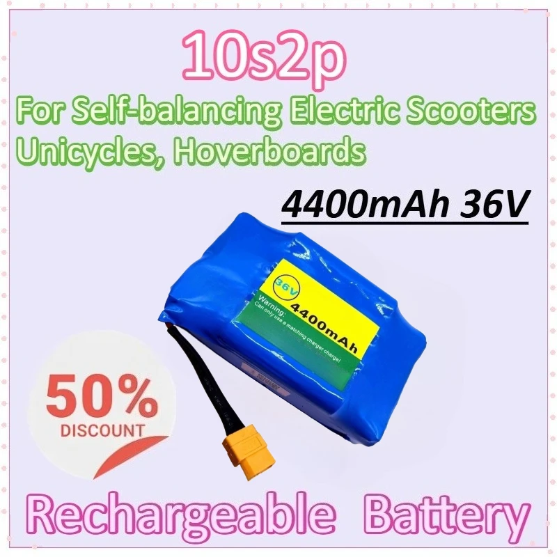 

New 18650 4400mAh 36V 10s2p Rechargeable Lithium Battery Pack for Self-balancing Electric Scooters, Unicycles, Hoverboards