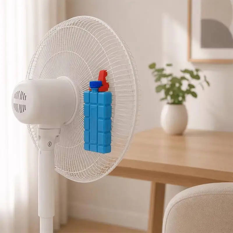 4 Stück Lüfterclips, wiederverwendbare Eisbeutel-Befestigungsklammern, universelle, an Lüfter montierte Eisbeutelhalter, geeignet für Luftkühlung, Sommer – Detail 3