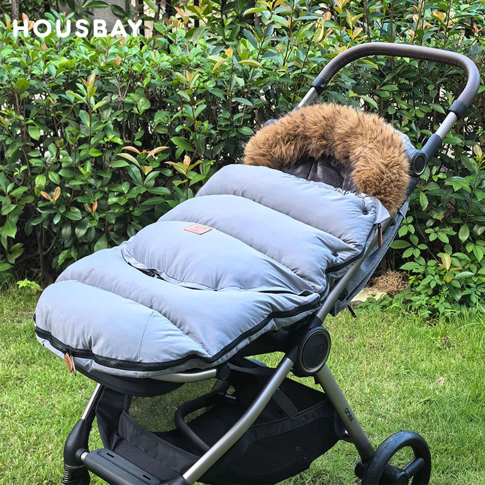 

Baby Stroller Accessories Universal Pram Socks With Windproof Hooded Removable Fur Collar Winter Warm Envelope For Discharge