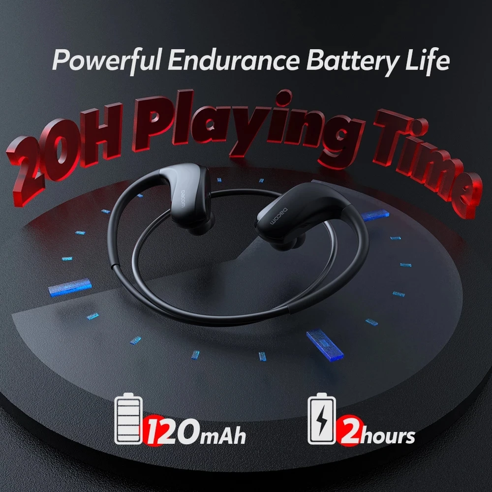Dacom G93 سماعات بلوتوث لاسلكية رياضية IPX7 مقاومة للماء سماعة ستيريو 20H وقت اللعب مع ميكروفون AAC Codecs