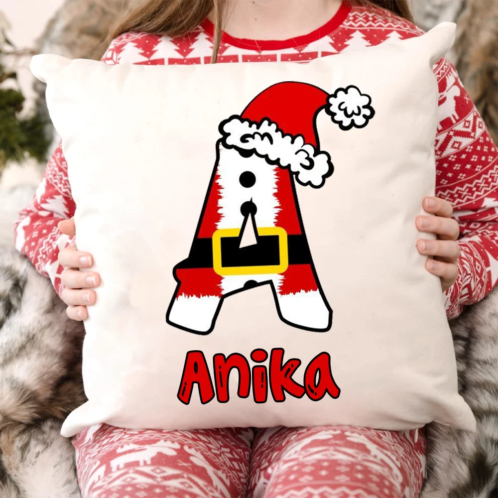 Personalised Custom Name Kids Christmas Cushion Initials and Names Baby Christmas Eve Decor Gifts Pillowcase Decoration