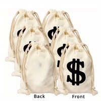 Reusable Drawstring Dollar Sign Canvas Money Bag - Ideal for Graduation, Party Favors, Gift Packaging, Office & Holiday Decor