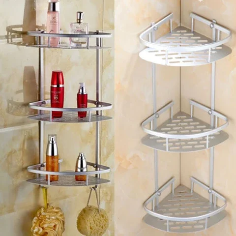 Bathroom Corner Shelf, Corner Storage, Shelves, Triangle Rack, Shampoo, Soap, Cosmetic Basket, Accessories, 2 or 3 Layers