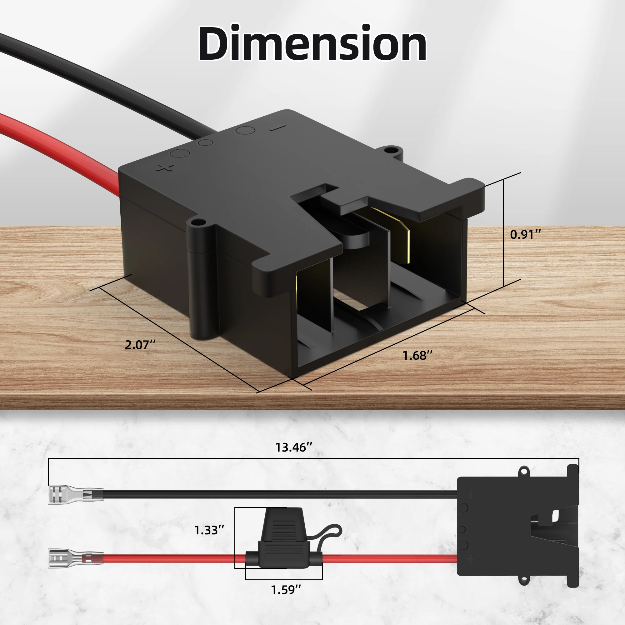 Replacement Wire Harness Connector 12 Volt Power Wheels Battery with 12 AWG Wire 3 Replaceable Fuses for Riding Toys