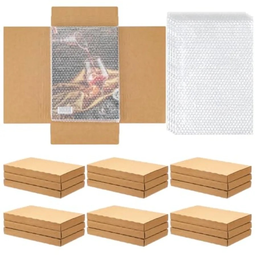 30 Pack Corrugated Comic Book Mailers with 30 Bubble Bags Comic Book Shipping Bo Easy Fold Cardboard Photo Bo for Mailing Packa