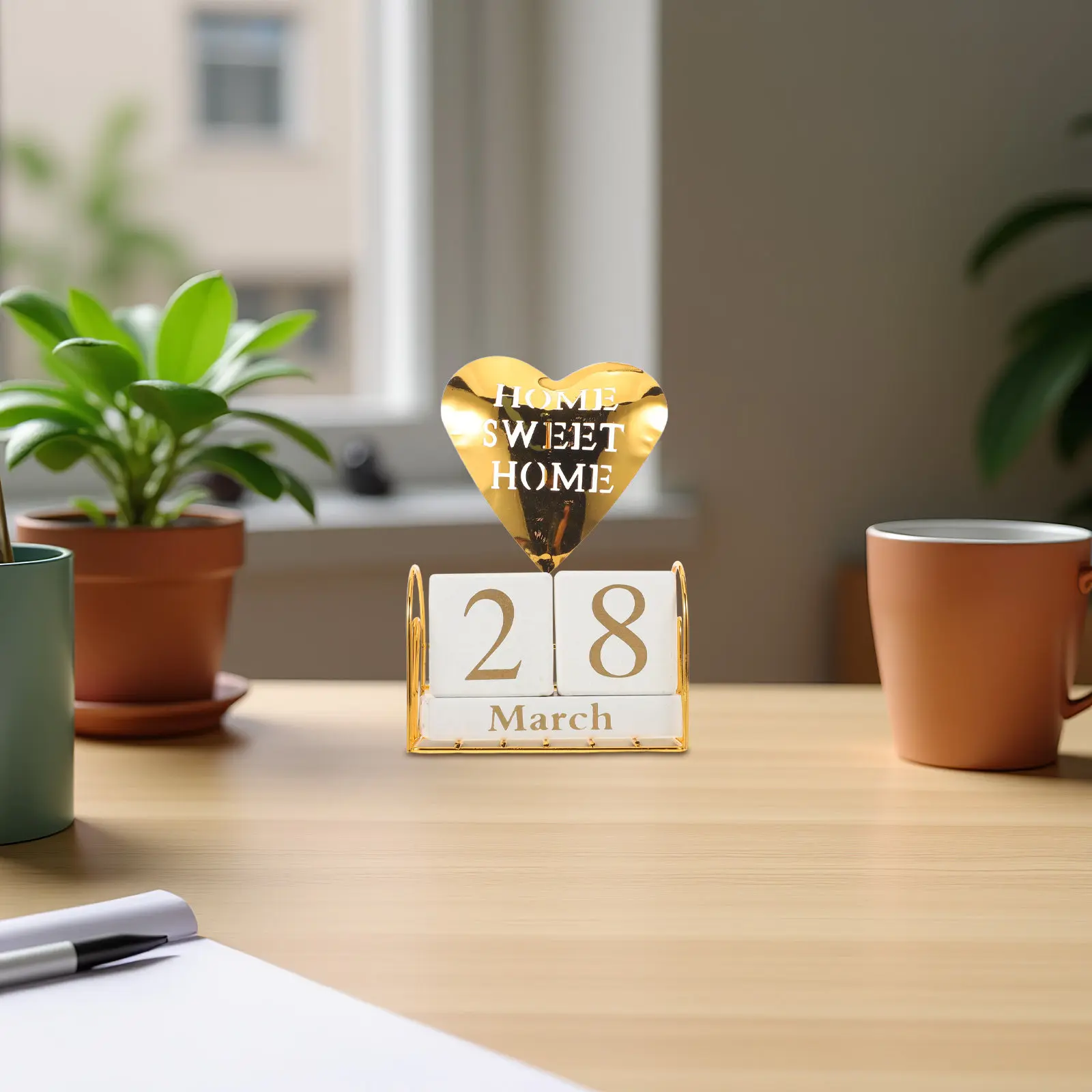 

Деревянный настольный вечный календарь с натуральной текстурой для организации ежедневного распорядка, декор для полки в стиле фермерского дома, календарь с перекидными блоками