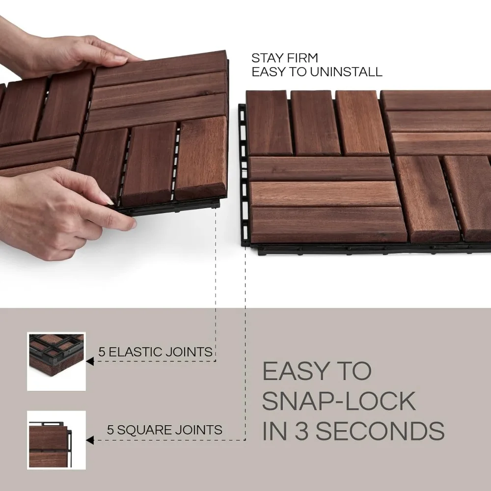 بلاط سطح السفينة، أرضيات الفناء - بلاط خشب السنط المقاوم للماء في الهواء الطلق لجميع الأحوال الجوية - الشرفة، الفناء الخلفي، داخلي وخارجي (Dar)