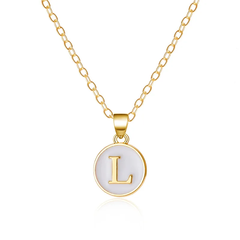 Mode A-Z 26 Buchstaben Halskette Für Frauen Exquisite Initialen Name Runde Emaille Anhänger Schlüsselbein Kette Choker Halsketten Schmuck – Detail 13