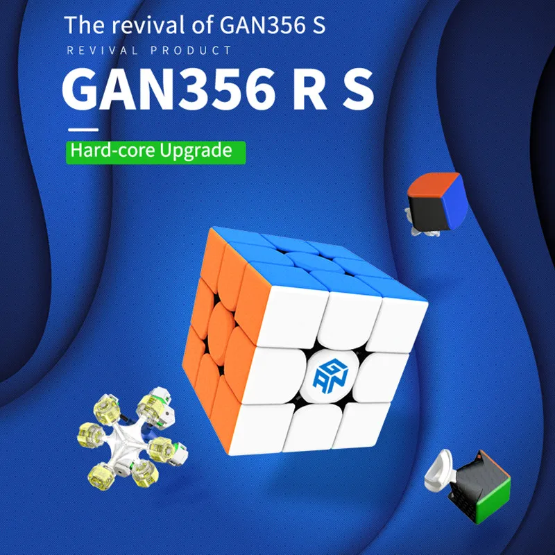 GAN 356 RS 스피드 큐브 스티커리스, 3x3 스피드 큐브, 3x3x3 전문 매직 큐브 퍼즐 완구, 어린이 GAN 큐브