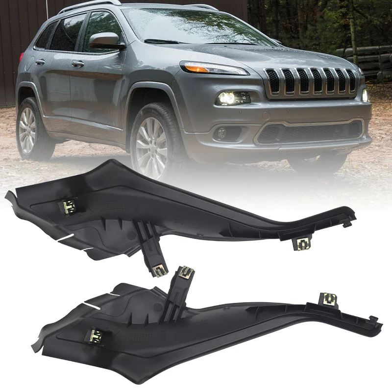 1Pair Car Cowl Side Trim Cover Panel Black Fender Guards Cowl Side Trim Panel For Jeep Cherokee 2014-2018 68102561AE 68102560AE