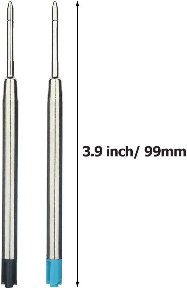 Replaceable Ballpoint Pen Refills 1.0mm Medium Point Metal Refill Smooth Writing Ball Point Pen Refills Black & Blue Ink