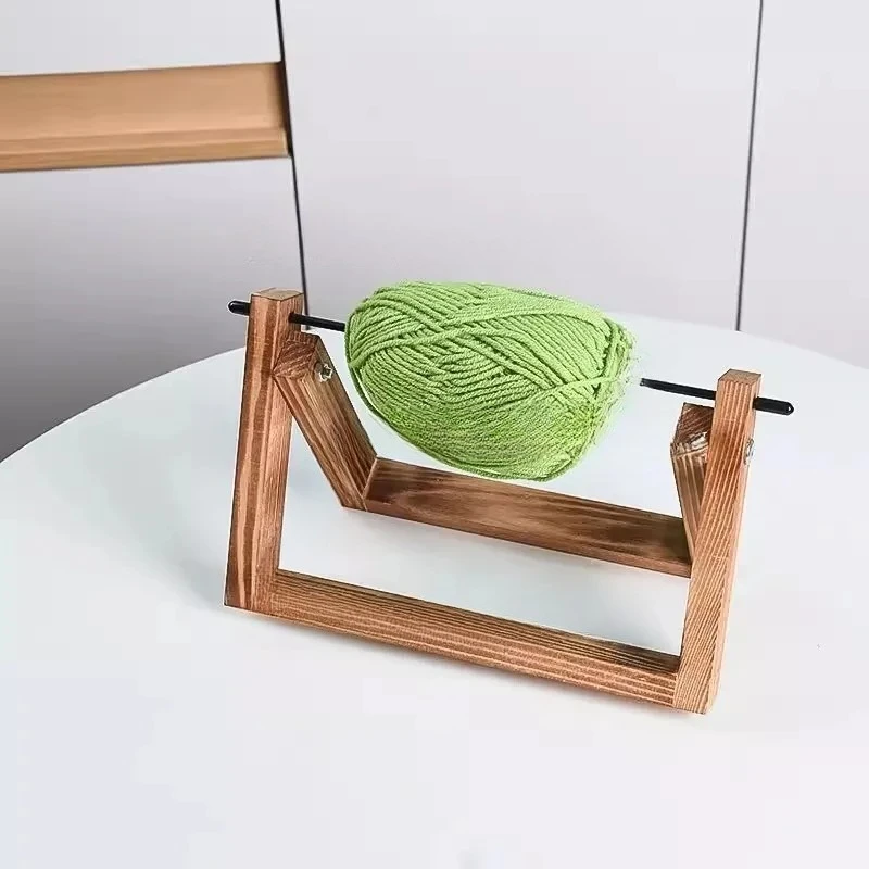 Household Yarn Holder, Rotating Thread Axis, Ball Winding Machine, Hand Woven Base, Solid Wood Yarn Ball Holder