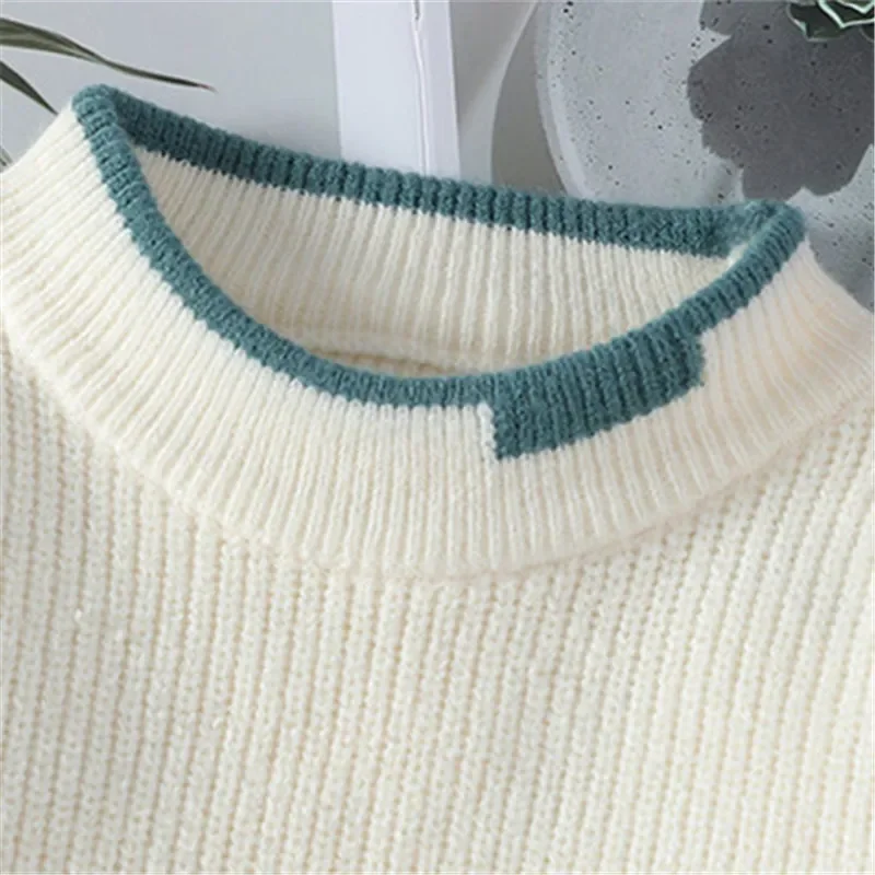 Pop männer Mock Neck Gestrickte Pullover Mode Patchwork Stricken Pullover Männer Herbst Winter Täglich Casual Warme Pullover Pullover M
