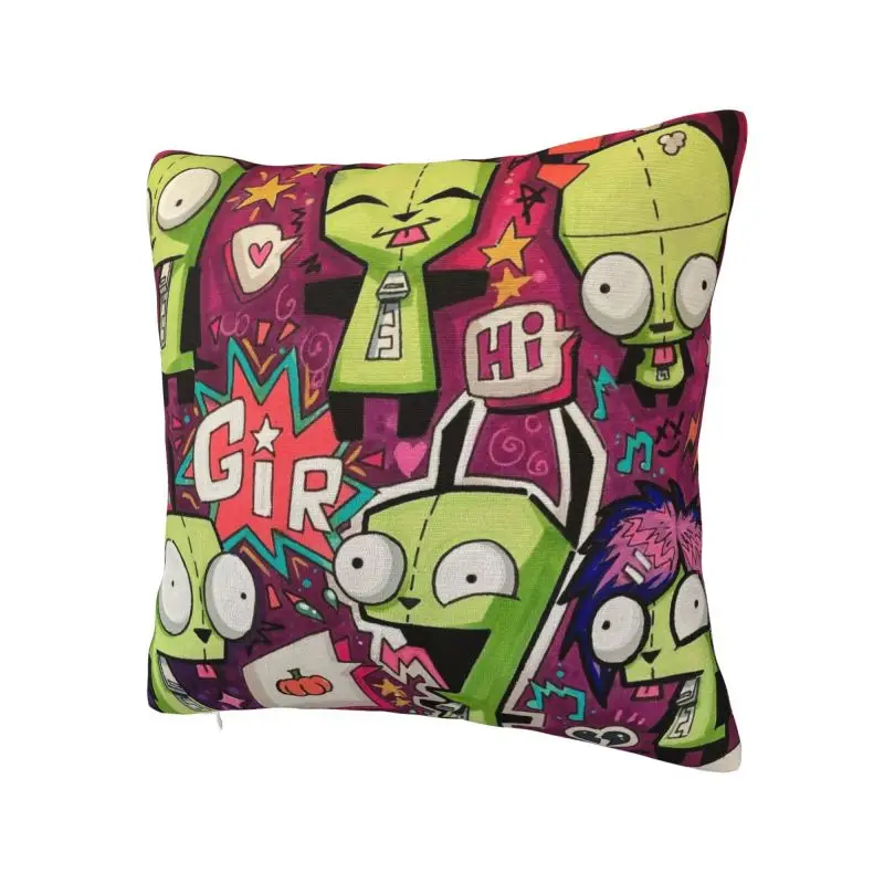 Custom I-Invader Z-Zim Cartoon Square Pillow Case Decoration Cushion Cover Throw Pillow for Car Double-sided Printing