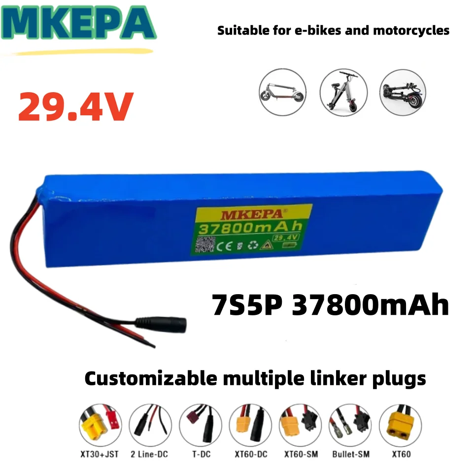 Brand new 7S5P 29.4V 37800mAh 24V rechargeable lithium-ion battery pack 18650 For Rechargeable battery+charger 2A