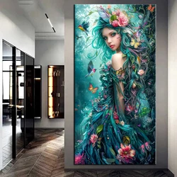 DIY Diamond Painting Cross Stitch Kit Girl Flower and Bird Full Drills Diamond Mosaic New Collection 2024 Home Decor Gift
