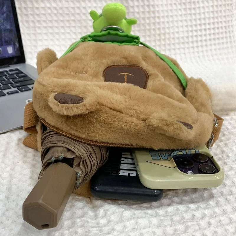 Kawaii Capybara-Plüschbeutel, niedliche Cartoon-weiche Schultasche, tägliche All-in-One-Aufbewahrung, Handytasche, Geschenke für Studenten und Frauen