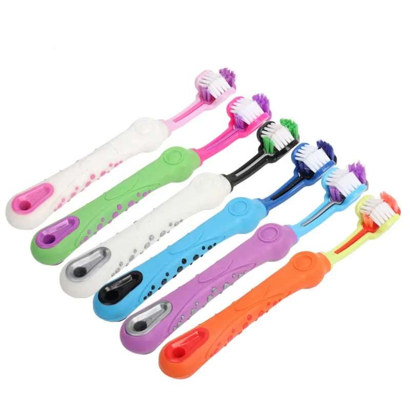 Three Sided Pet Toothbrush Three-Head Multi-angle Toothbrush Cleaning Dog Cat Brush Bad Breath Teeth Care Tool Cleaning Mouth