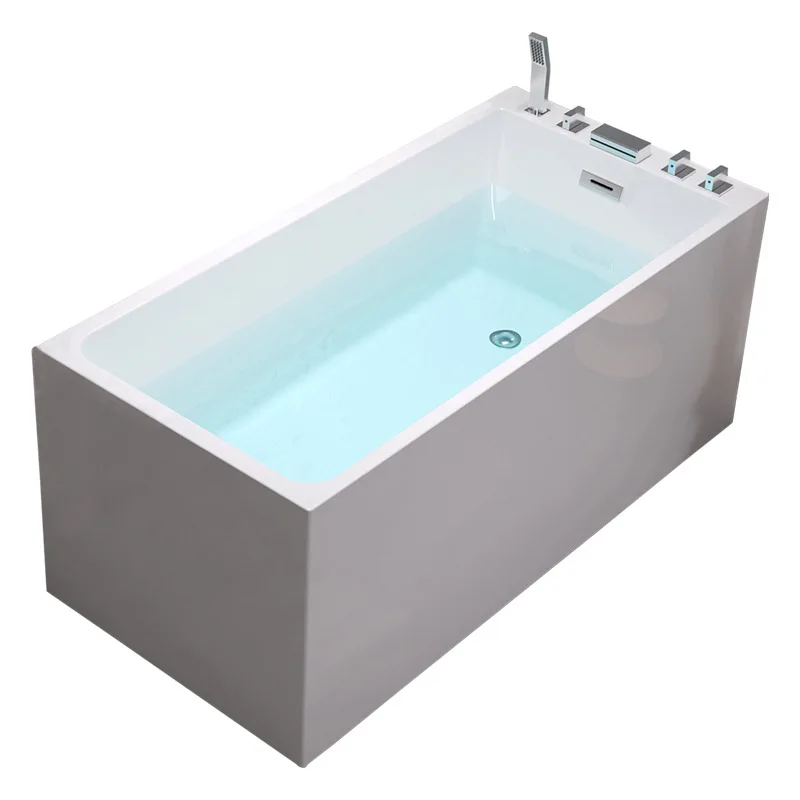 

Bathtub Small Apartment Adult Mini Double Skirt Small Bathtub Square Deep Bubble Acrylic Integrated Bat