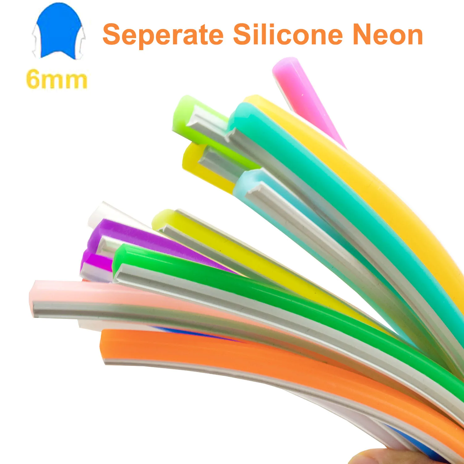 6mm Separate Silicone Neon Led Strip Tube Flexible Soft Bendable Food Grade Tube IP67 Waterproof Outdoor DIY Word Sign 10Colors