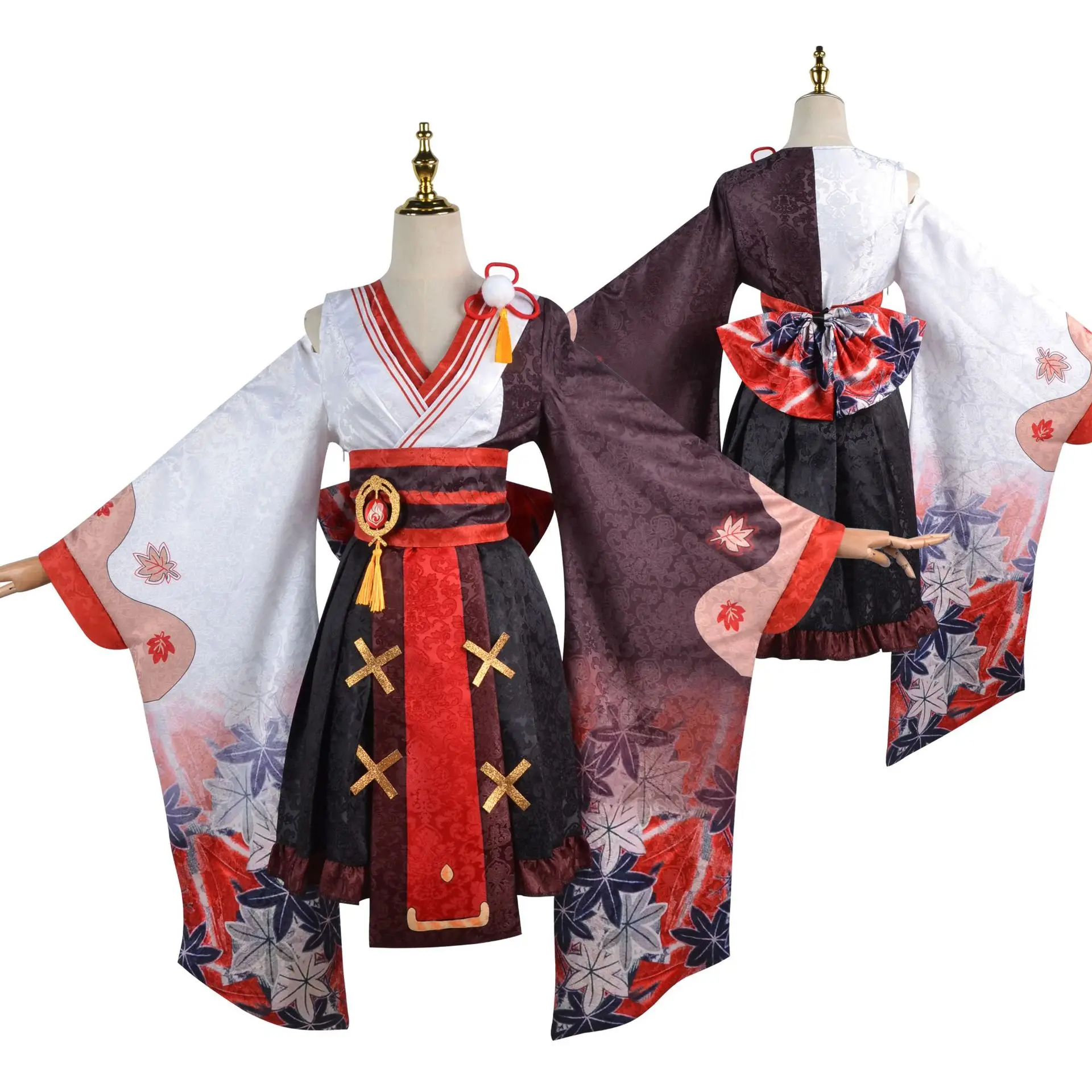 Female Game Genshin Impact Kaedehara Kazuha Cosplay Costume Genshin Kazuha Cosplay Lolita Girl Kimono Dress Suits